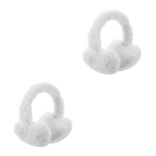 2Pièces Cache-Oreilles D'hiver Blancs En Fausse Fourrure