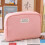 (Pink) Compact Cosmetic Bag with Sections 2