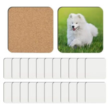 24 STUKS Sublimatie Onderzetters Blank Kurk Onderzetters met Warmteoverdracht voor DIY Schilderen Kunstambachten, 3,9 X 3,9 Inch