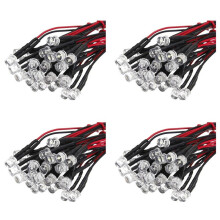 20CM 12V Wired for Light Emitting Diode Wiring LED Lot Size: 5mm Flat Top Color:White QTY:40Pcs