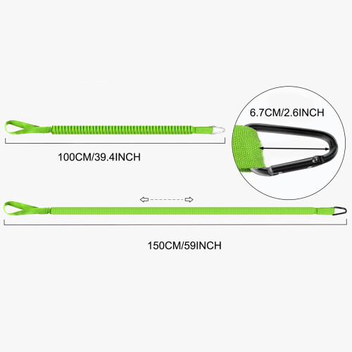 (Fluorescent Green) Kayak Paddle Leash Stretchable Hook for SUP Canoeing 2