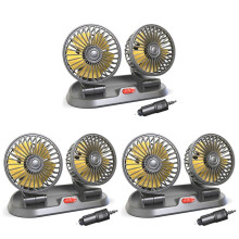 3X 12V Ventilateur de Voiture Ventilateur à Double Tête Ventilateur Refroidissement Automatique Refroidissement Grand Vent Ventilateur Électrique