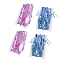 4 Stück Metallischer Tinsel-Fransen-Dekoset, Blau + Pink, 1 m x 2 cm