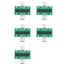 5X Male to Female Type C Test PCB Board Universal Board with USB 3.1 Port 20.6X36.2MM Test Board with Pins