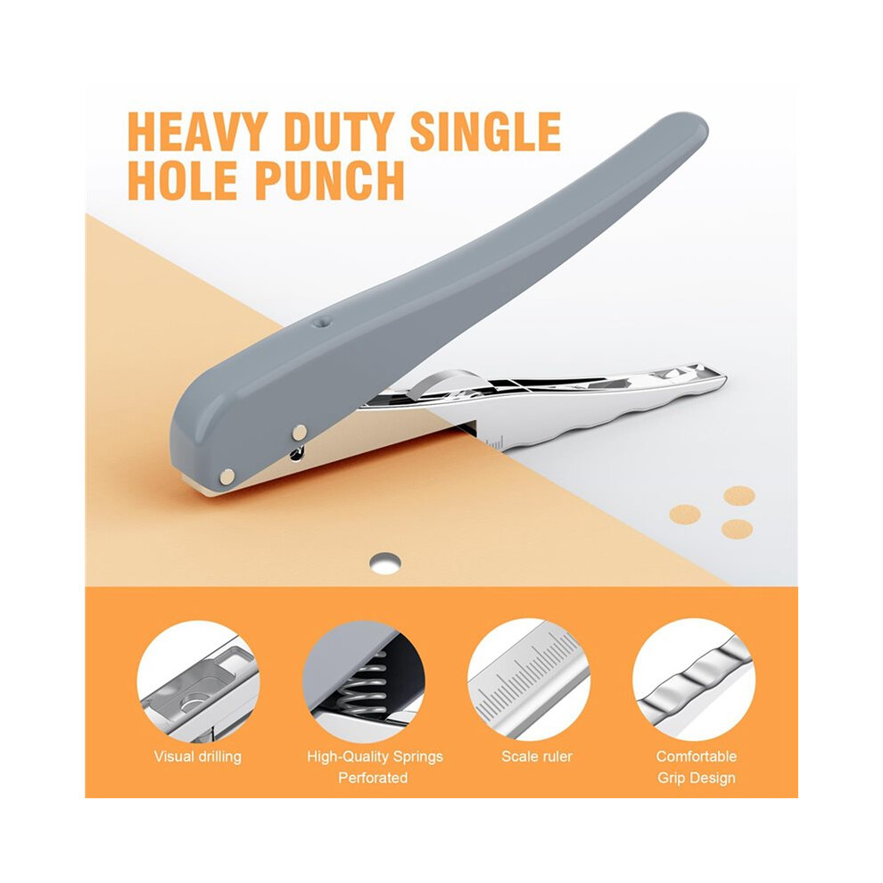 2X Heavy Duty Single Hole Punch,Hole Puncher 25 Sheets Capacity Paper Punch For Paper Id Pvc Cards Scrapbook 8Mm 6034100076614