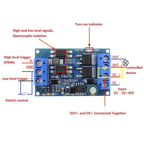 2X  4V-60V MOS Trigger Driver Module Electronic  Control Board Module with PWM Control 2