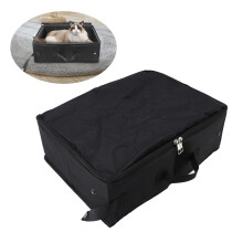 Cat Travel Litter Box with Zipper Lid, Foldable Waterproof, Black
