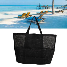 Nylon faltbare Strandtasche 38x42x22cm Schwarz Reise & Camping
