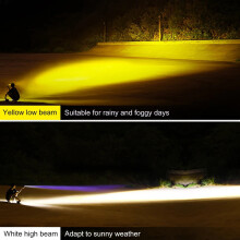 2X Motorcycle LED Lamp Waterproof Headlight Universal Dual Light Color Spotlight Motorcycle Headlight Assembly House Fit