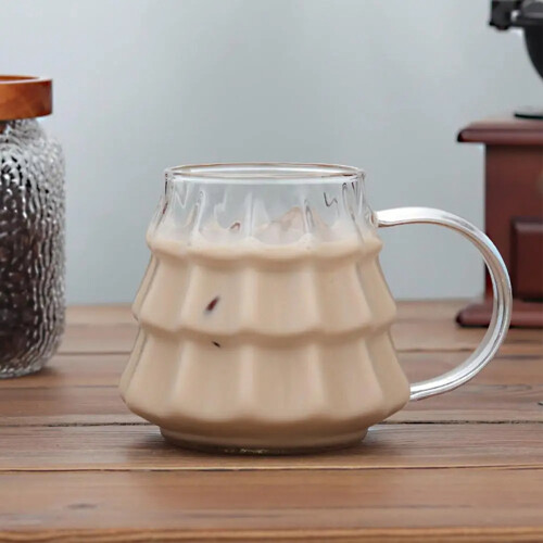 2X Transparent Coffee Mug with Handle Christmas Tree Shape Milk Breakfast Glass Cup Kitchen Drinkware