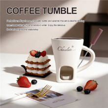 Fondue Mugg Set Choklad Ost Mjölk Grädde Making Set Enkel Smältsmältare Bakform Ljusstake Vit