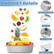 4 Pack Steam Table Pan with Lids, 1/3 Size 4 Inch Deep Stainless Steel Hotel Pans, Anti Jam Restaurant Pans for Kitchen