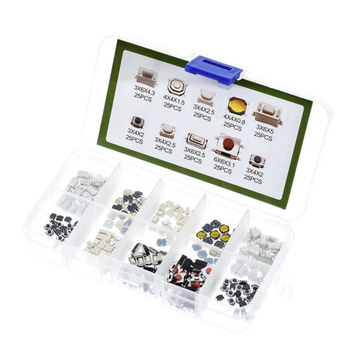 500 Stuks Light Touch-Schakelaartoetsen 10 Specificaties 50 Patchschakelaars van Elk Type 1