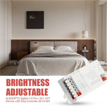 3X GLEDOPTO ZigBee 3.0 Pro+ 2 en 1 CCT Dimmer Controlador de Tira LED DC12-24V Max12A Alexa Homey Tuya Life APP Control
