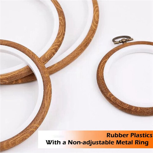 Aros de Bordado 18Pcs Moldura de Bordado Redonda de 3,93 Polegadas com Anel de Metal Imitando Madeira Bordada Círculo Bordado 2