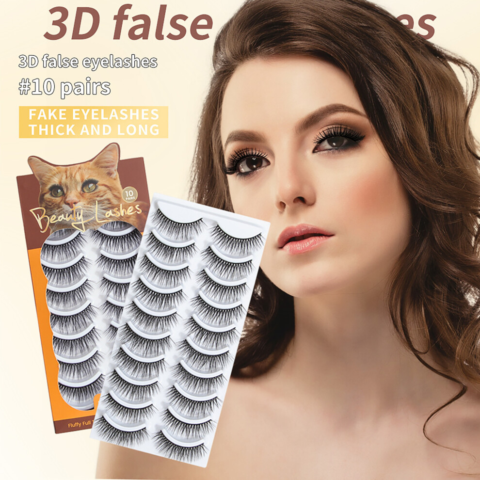 Phui-Pet-Supplies Fluffy Volume Eyelashes, 10 Pairs, Party & Daily Use