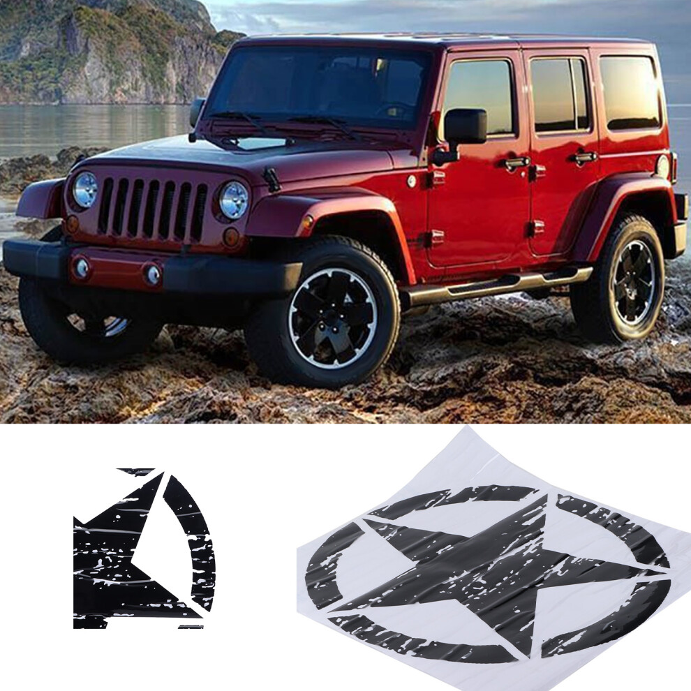 19.7In Star Car Body Sticker Fit Jeep F150 Wrangler Rubicon Jk Cj Tj Yj Black 7641391107669
