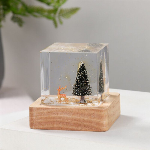 Table Art Deco  Christmas Tree Figurines Interior Room Table Glow Decorated Gifts 2