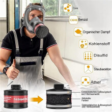 2X Gas Masks Survival Nuclear and Chemical, Gas Mask with 40mm Activated Carbon Filter, Full Face Respirator Mask