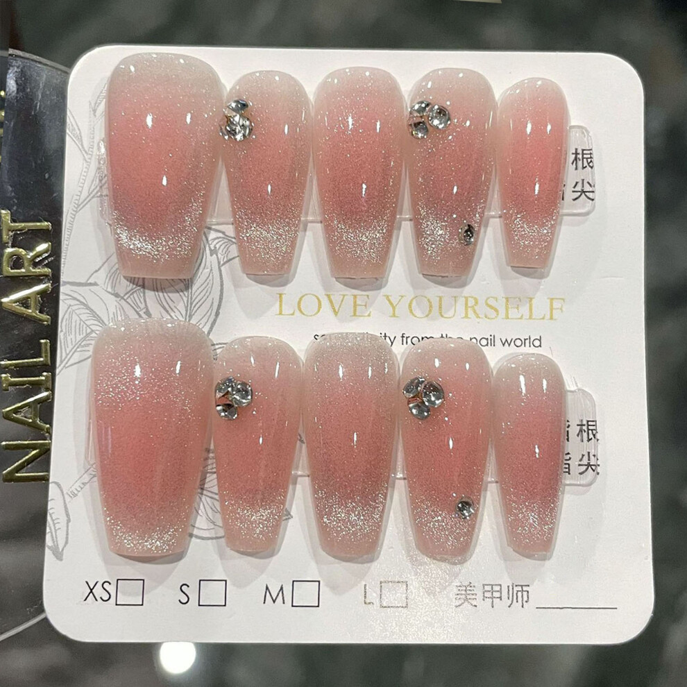 Reach-Tools (Xs) Pink Flash Press-On Cat Eye Nails For Stage