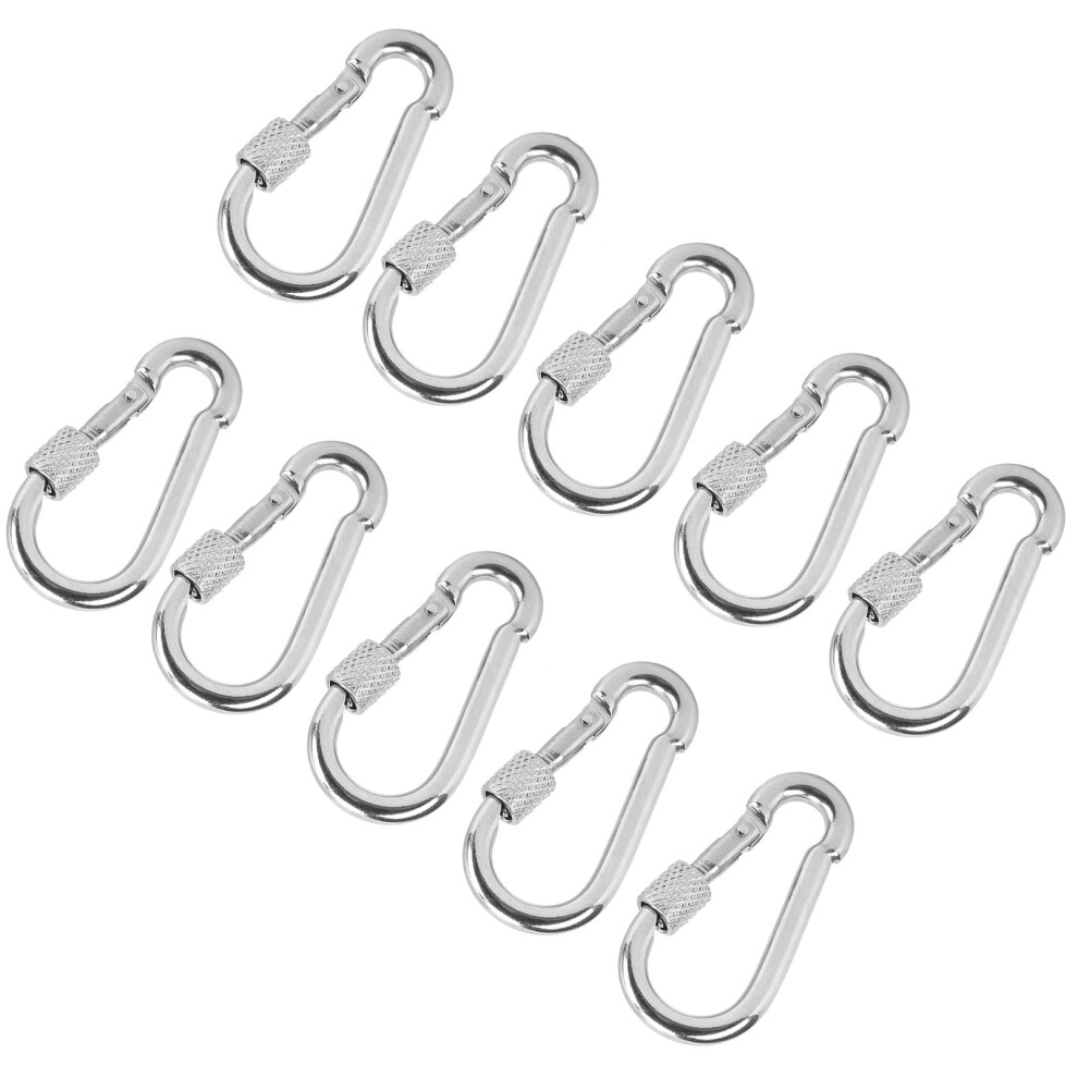 10Pcs Stainless Steel M5 Snap Hooks 90Kg Safety Rope Carabiners 4681391109969