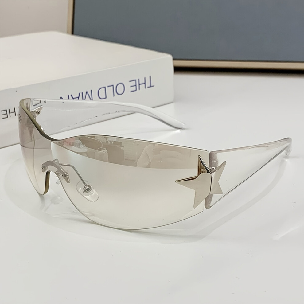 Reach-Tools (Transparent Legs Shallow Mercury) Trendy Frameless Sunglasses For Driving & Outdoor