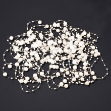 10M Beaded Fishing Thread with Artificial Pearls for DIY Wedding & Party Decor (Beige)