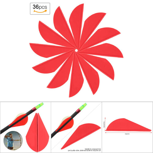 36pcs Red Rubber Arrow Fletches for Compound Bow DIY Accessory 2