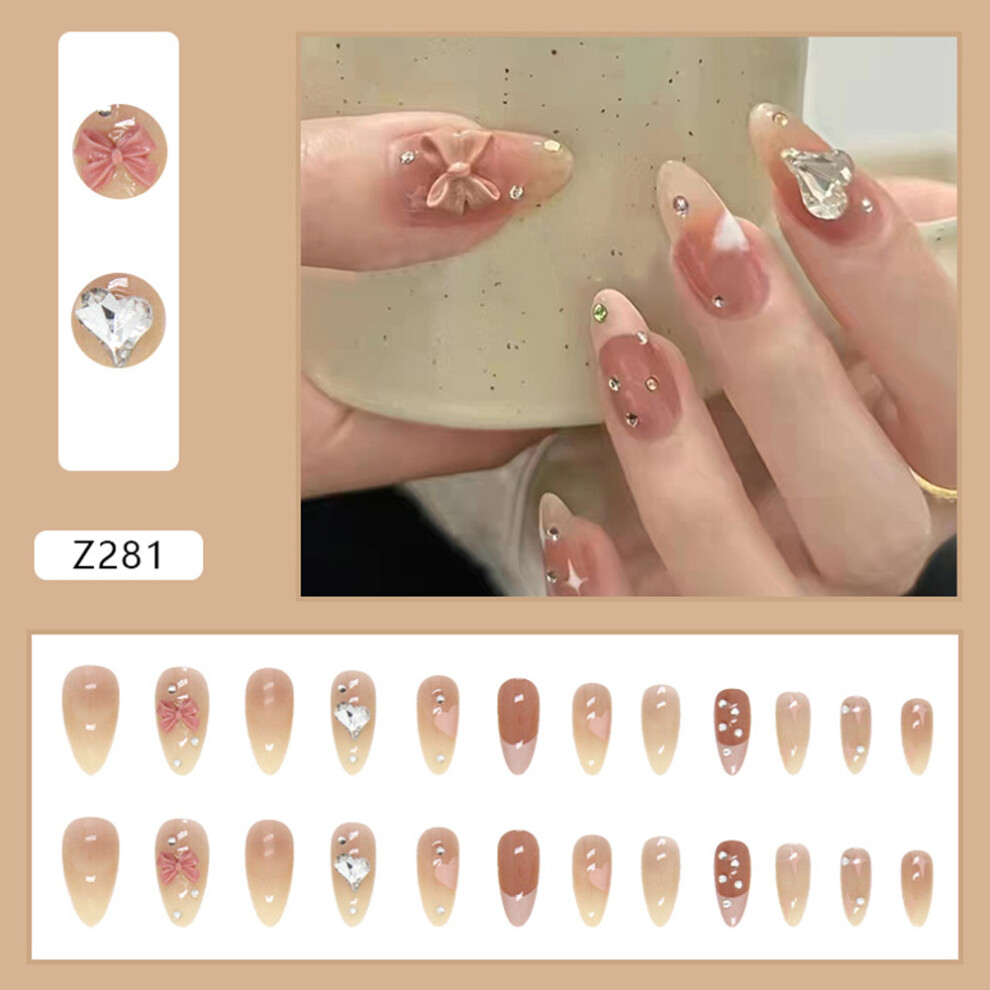 Reach-Tools Pink (Jelly Glue Model) Rhinestone False Nails, Reusable Stage Wear