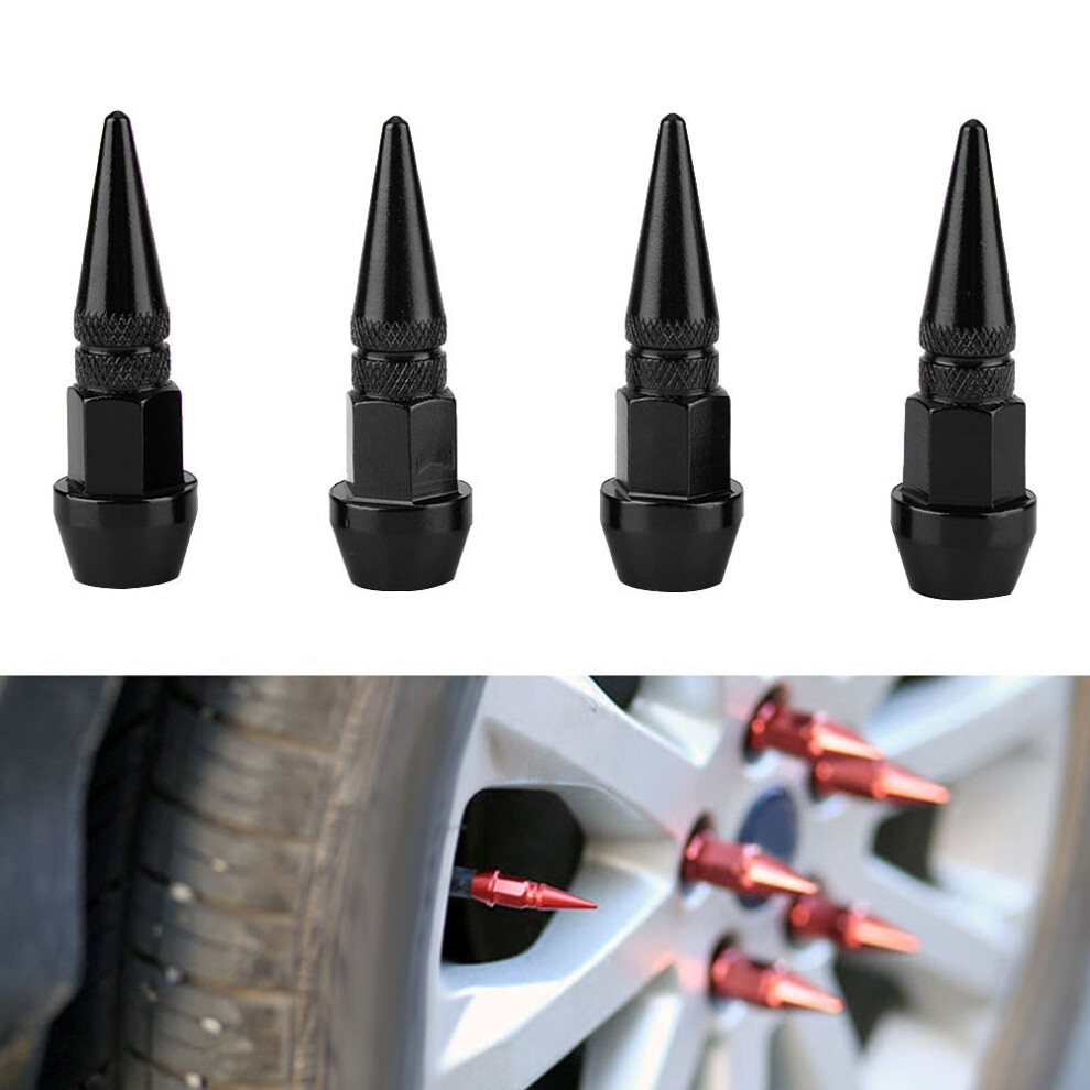 4Pcs Aluminum Alloy Tire Valve Stems Covers For Car Truck Bicycle Black 7601391622838