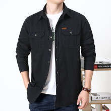 (Black, 3XL) Men\'s Oversize Casual Shirt with Pocket