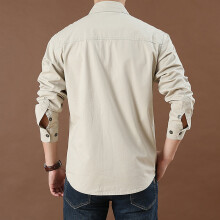 (Creamy White, 5XL) Men\'s Oversize Casual Shirt with Pocket