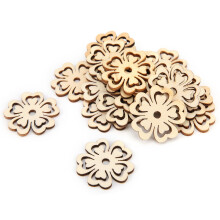 Natural Wood Pieces 100Pcs for DIY Crafts Decor Flower Shapes Smooth Surface