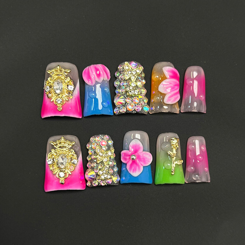 Reach-Tools (S) 10Pcs Glossy French Tip Press-On Nails, Reusable