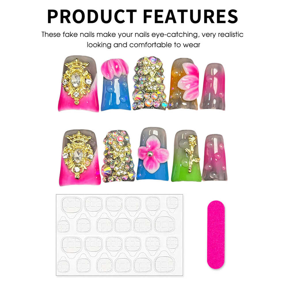 Reach-Tools (M) 10Pcs Glossy French Tip Press-On Nails, Reusable
