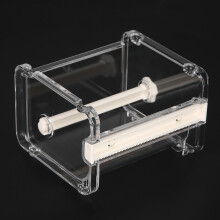 Transparent Office Tape Dispenser with Cutter, White, 10.3 x 9.1 x 7.1cm