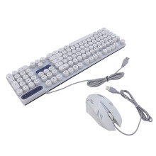 Retro Punk USB Keyboard and Mouse Set, White, 1600DPI