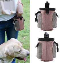 Detachable Cotton Linen Pet Dog Feed Pocket with Adjustable Waistband