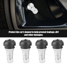 Durable Aluminum Alloy Valve Caps 4 Pcs Rubber Seals for Car & Moto Wheel Tyres