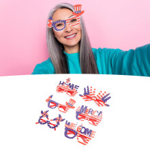 6PCS Patriotic 4th of July Glasses Red White Blue Flag Party Favors