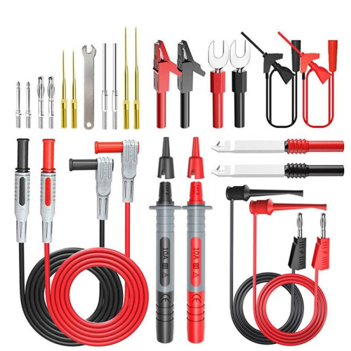 P1308D 50PCS Multimeter Silicone Test Lead Kit with Replaceable Needle Spanner Alligator Clip 4mm Banana Plug 1