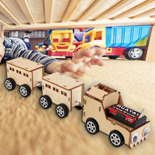 Natural Wood Electric DIY Train Toy