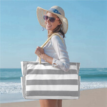 2X Strandtasche, Badetasche, Wasserdichte Strandtasche, Schwimmbadtasche, Strandtasche, Einkaufstasche, Faltbare Umhängetasche Grau