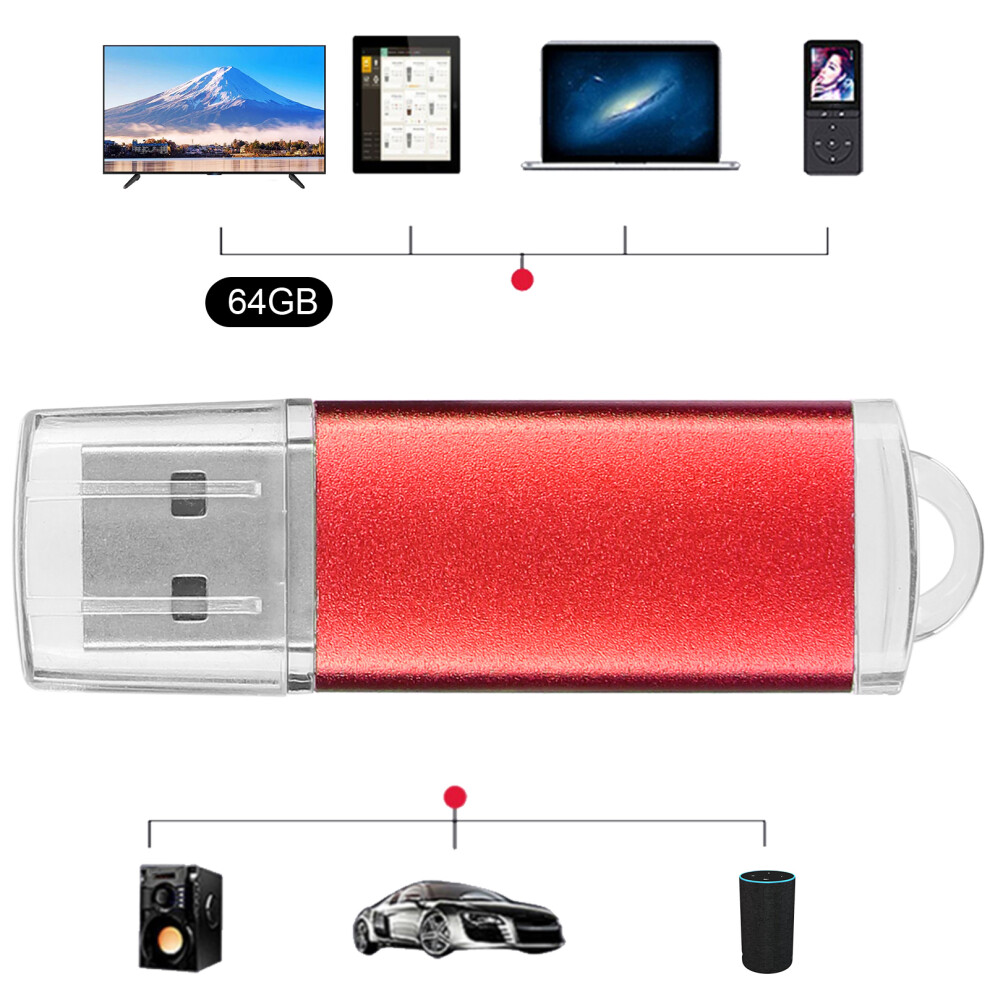 64Gb Aluminum Usb Flash Drive With Transparent Cover And Led Indicator Red 4911391654177