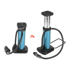 Mini Portable Bike Foot Pump Aluminum Alloy High Pressure Blue 17.5cm