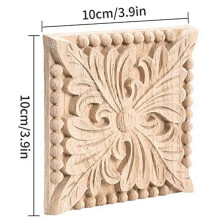 12 Pack Hout Gesneden Applique Onlay Vierkant Carving Decal Ongeverfd Bloem Deur Kast Meubels Decoratie 3.94X3.94Inch