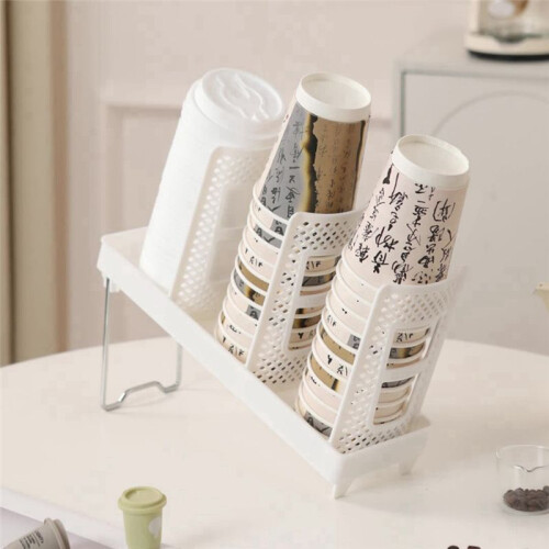2pcs Cup Holder [Single Row] Household with Bracket Foldable Cup Holder Coffee Shop Cup Rack White