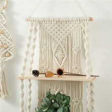 2X Handmade Tassel Macrame Wall Hanging Shelf Boho Cotton Rope Woven Plant Hanger Floating Shelf