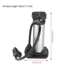 Portable Aluminum Bicycle Pump Silver 17.5cm High Pressure Inflator