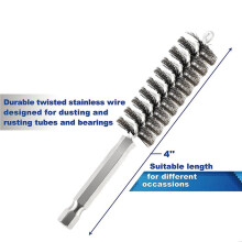 24Pc Wire Bore Brush Bore Cleaning Brush Brush Set Stainless Steel Wire Twisted Brush for Drill Impact Driver in 6 Sizes